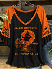Women's Halloween Witch Pumpkin Bat  Hang Shot Short Sleeve T-Shirt