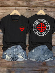 Women's Make No Peace With Evil Casual V-Neck Tee