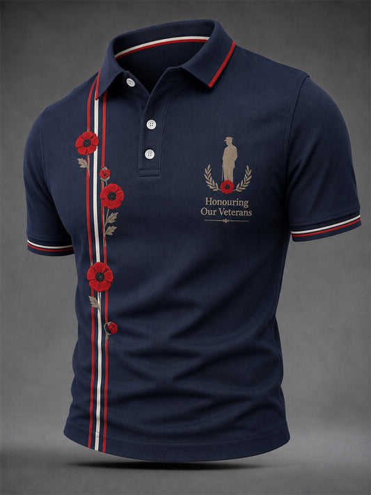 Men's British Veterans Memorial Print Casual Polo