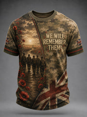 Men's British Veterans Memorial Print Casual Tee
