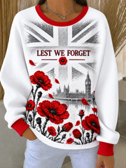 Women's Remembrance Day Ribbed Round-Neck Sweatshirt