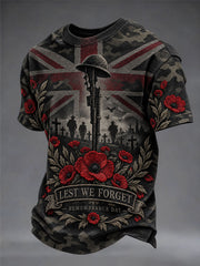 Men's Lest We Forget Print Short Sleeves T-shirt
