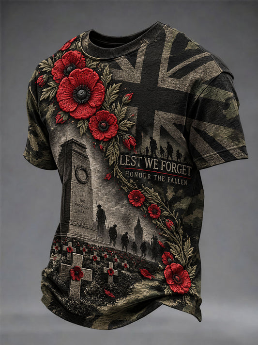 Men's Lest We Forget Print Short Sleeves T-shirt