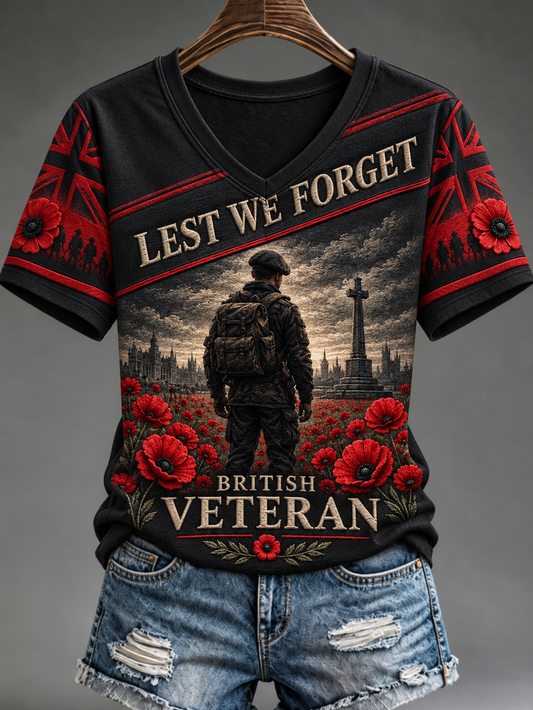 Women's Remembrance Day Lest We Forget short-sleeved T-shirt