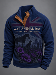 Men's Remembering The Animals Of War Four-button Hoodie
