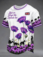 Men's Lest We Forget The Animals Too Print Short Sleeves T-shirt