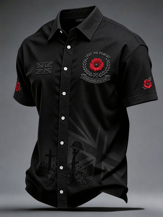 Men's Lest We Forget Print Short Sleeve Shirt