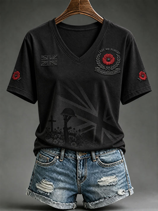 Women's Lest We Forget Print Short-sleeved T-shirt