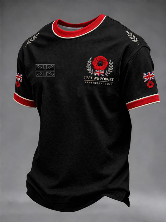 Men's Lest We Forget Print Short Sleeves T-shirt