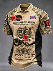 Men's Remembrance Day Lest We Forget  polo shirt