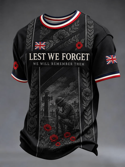 Men's Lest We Forget Print Short Sleeves T-shirt