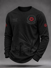 Men's Lest We Forget Print Long Sleeve Round Neck T-shirt