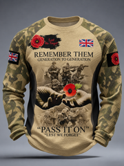 Men's Remembrance Day Lest We Forget  Waffle Long Sleeve T-Shirt