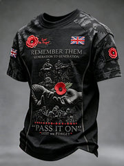 Men's Remembrance Day Lest We Forget  short sleeves t-shirt