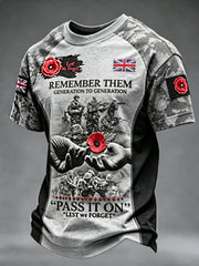 Men's Remembrance Day Lest We Forget  short sleeves t-shirt