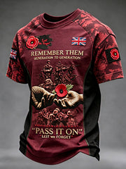 Men's Remembrance Day Lest We Forget  short sleeves t-shirt