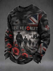 Men's Lest We Forget Printed Waffle Long Sleeve T-Shirt