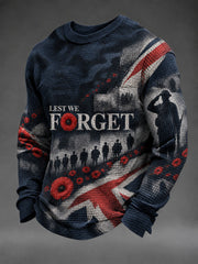 Men's Lest We Forget Printed Waffle Long Sleeve T-Shirt