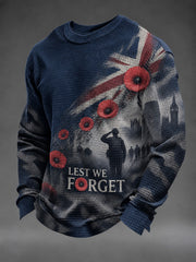 Men's Lest We Forget Printed Waffle Long Sleeve T-Shirt