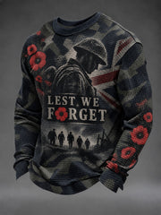 Men's Lest We Forget Printed Waffle Long Sleeve T-Shirt