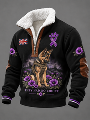 Men's Remembering The Animals Of War Plush Stand Collar Shirt