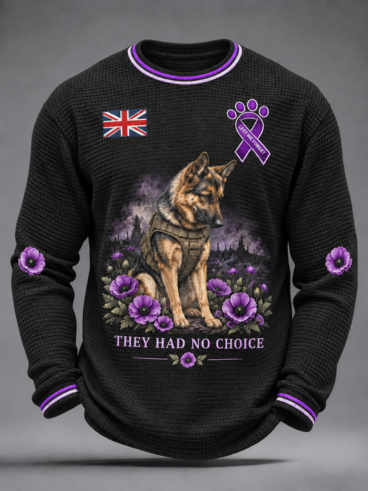 Men's Remembering The Animals Of War Waffle Long Sleeve T-Shirt