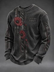 Men's Lest We Forget Printed Waffle Long Sleeve T-Shirt