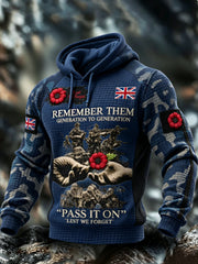 Men's Remembrance Day Lest We Forget  Checkered Cotton Hoodie