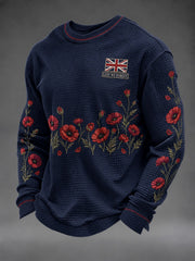 Men's Lest We Forget Printed Waffle Long Sleeve T-Shirt