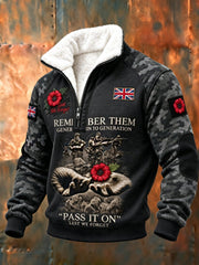 Men's Remembrance Day Lest We Forget Plush Stand Collar Shirt