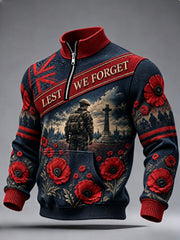 Men's Remembrance Day Lest We Forget  Zip-Up Hoodie