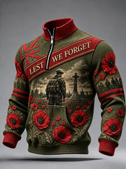 Men's Remembrance Day Lest We Forget  Zip-Up Hoodie