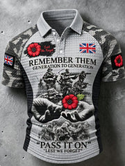 Men's Remembrance Day Lest We Forget  short sleeve shirt