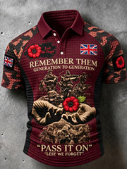 Men's Remembrance Day Lest We Forget  short sleeve shirt